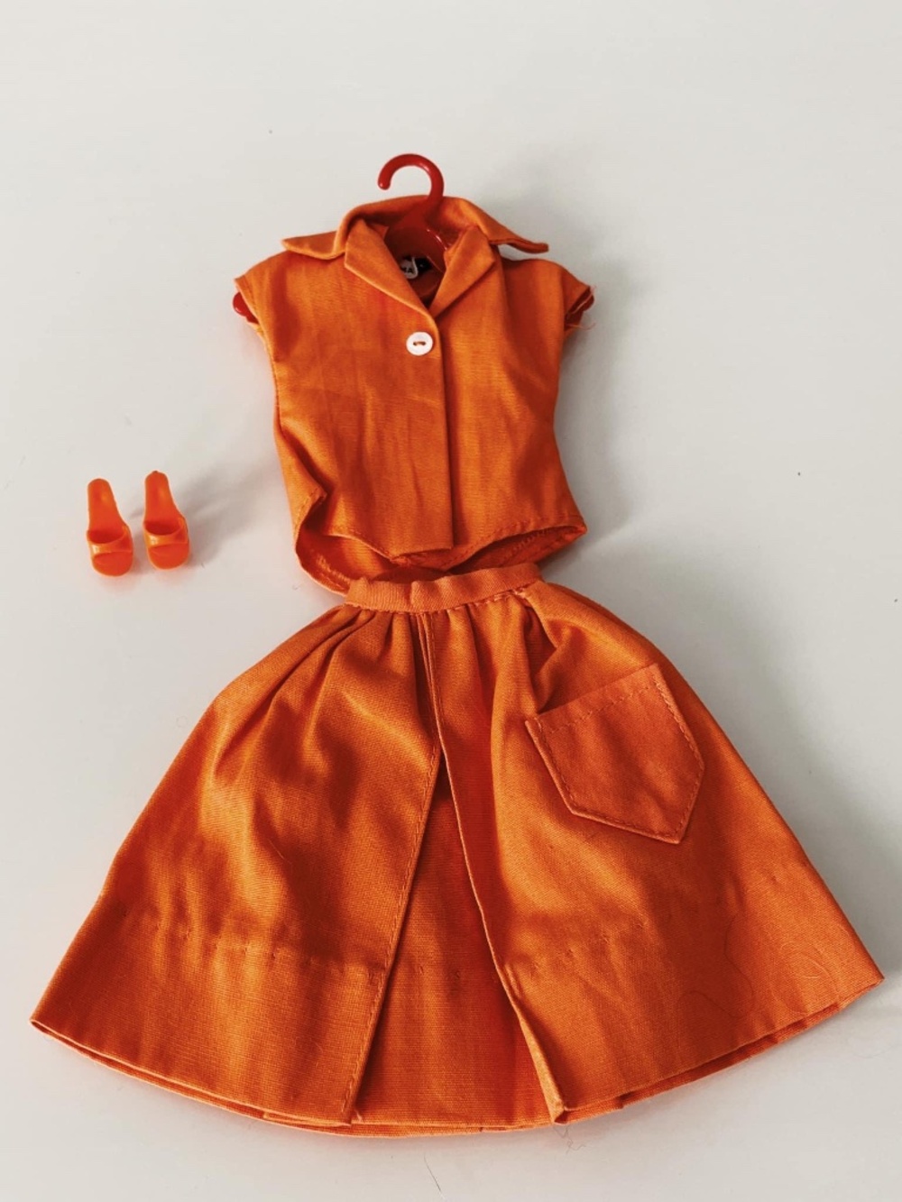 Vintage 1962-63 Barbie Fashion Pack Orange Full Skirt Shoes Blouse